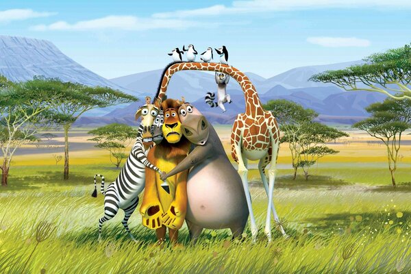 Personnages de dessins animés de Madagascar. Été