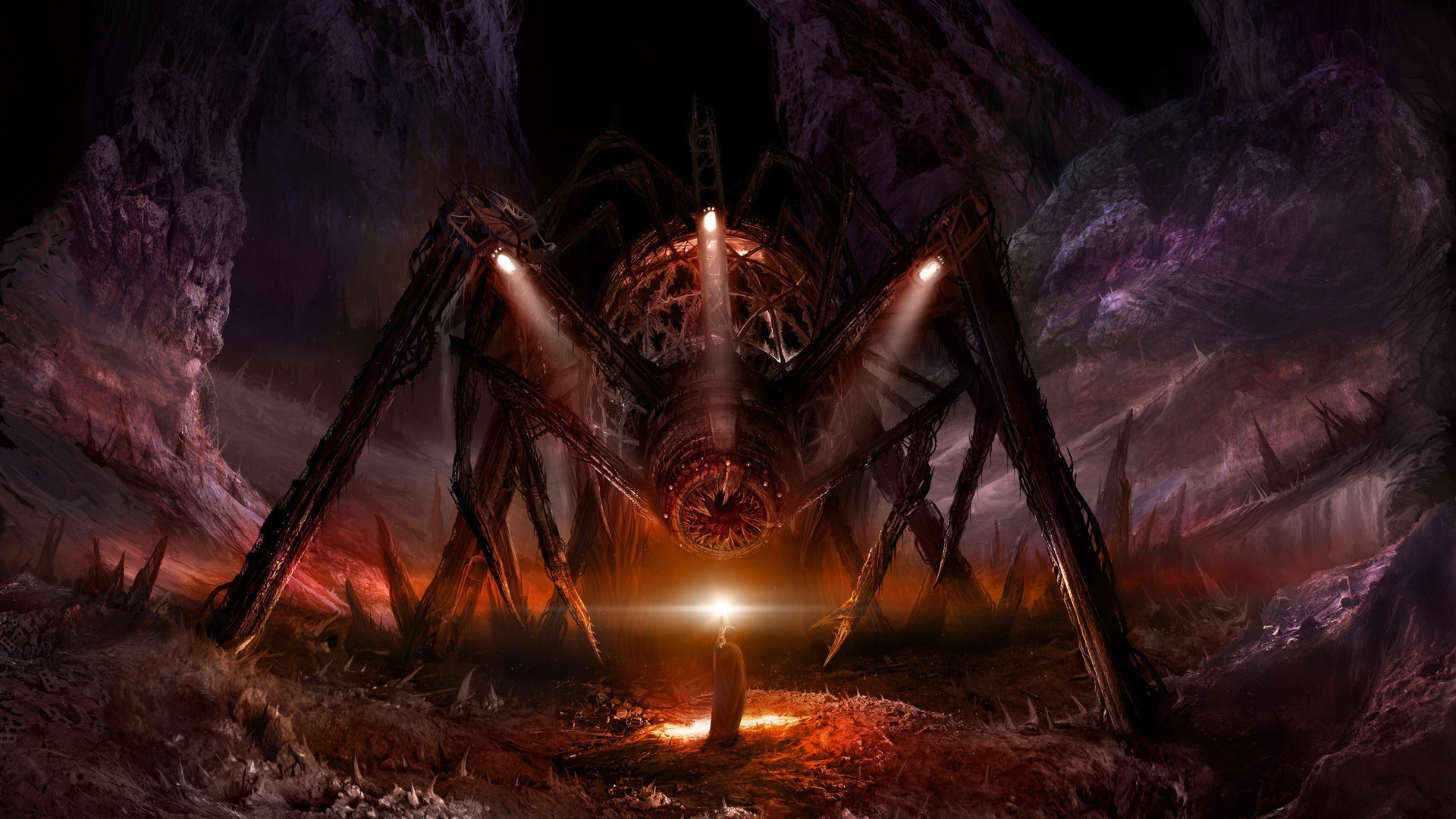 fantasy flamme fumée sombre lumière art