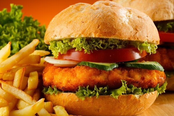 Burger au poulet frit