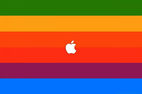 Pomme blanche sur des lignes multicolores