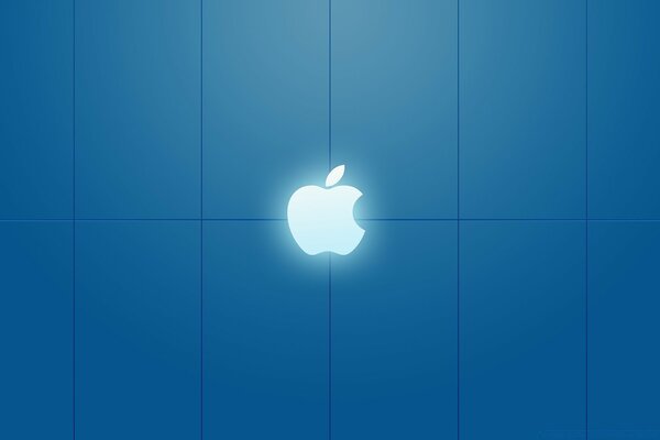 Économiseur d écran de bureau pomme sur fond bleu