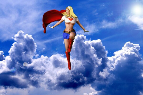 Femme à l image de Superman dans le ciel