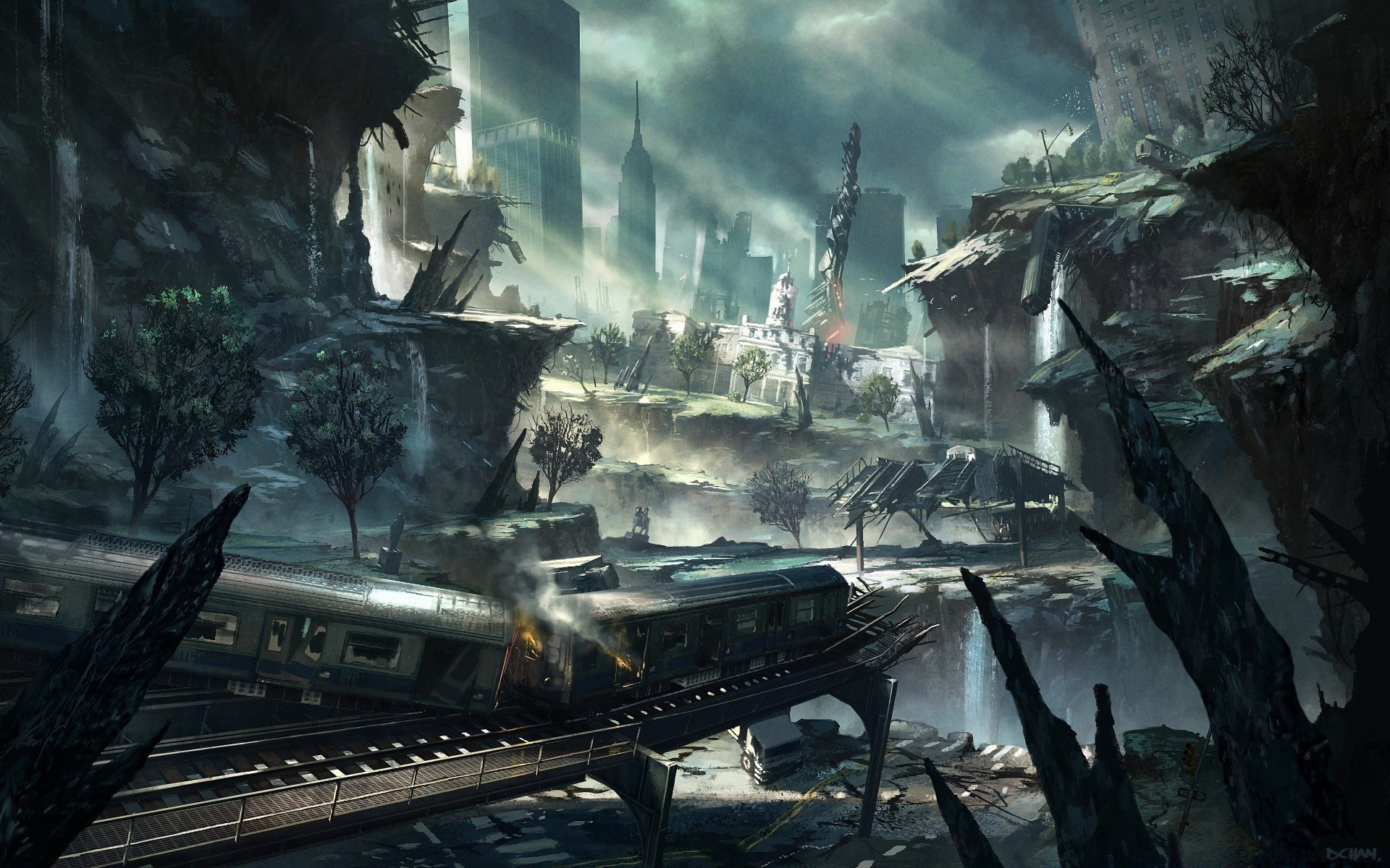 crysis fumée eau art lumière