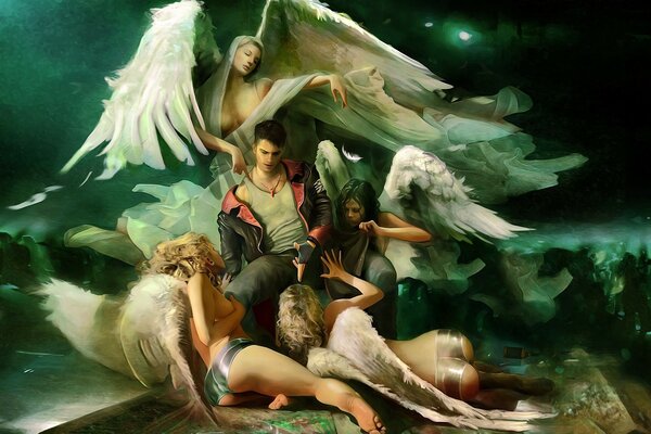Femmes anges et l homme du jeu