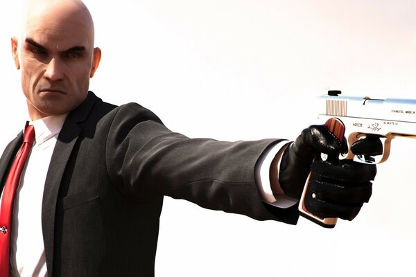 Homme cool avec des pistolets sur fond blanc
