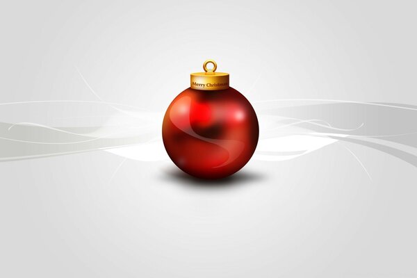 Boule de Noël rouge sur fond gris