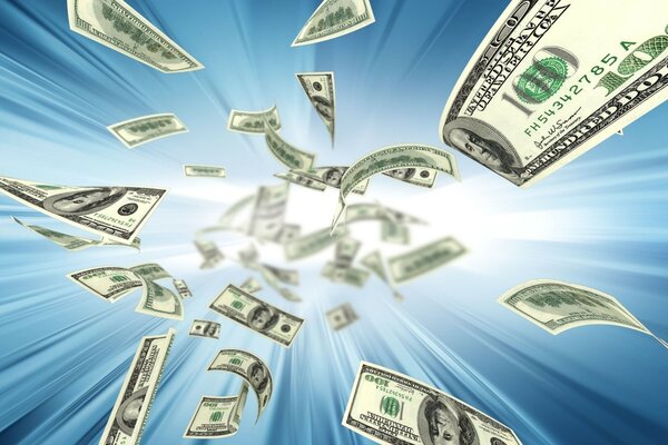 Économiseur d écran dollars sur fond bleu
