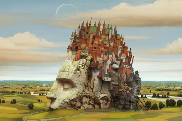 Paysage dans les graphiques 3D du ciel et de l eau