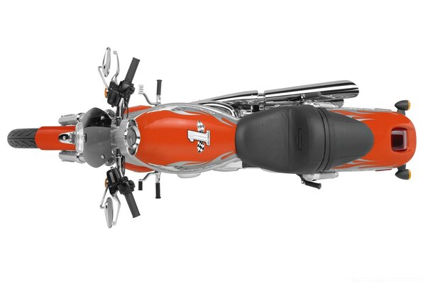 Moto orange, vue de dessus