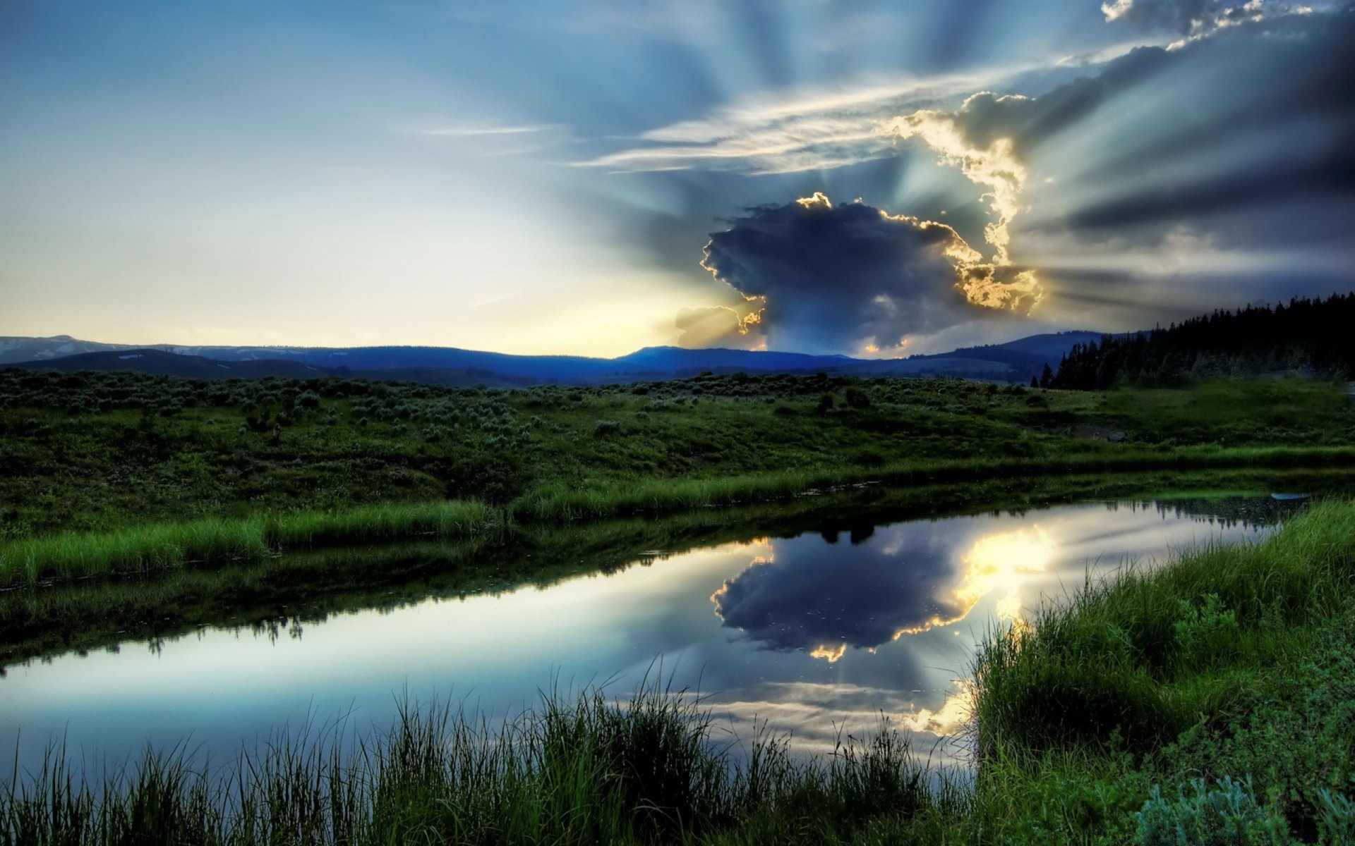 paysage paysage aube lac nature eau ciel coucher de soleil à l extérieur réflexion herbe soleil beau temps été voyage