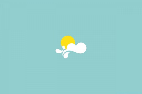 Soleil dessiné sur un nuage minimalisme