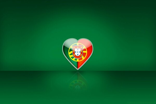 Drapeau en forme de coeur sur fond vert
